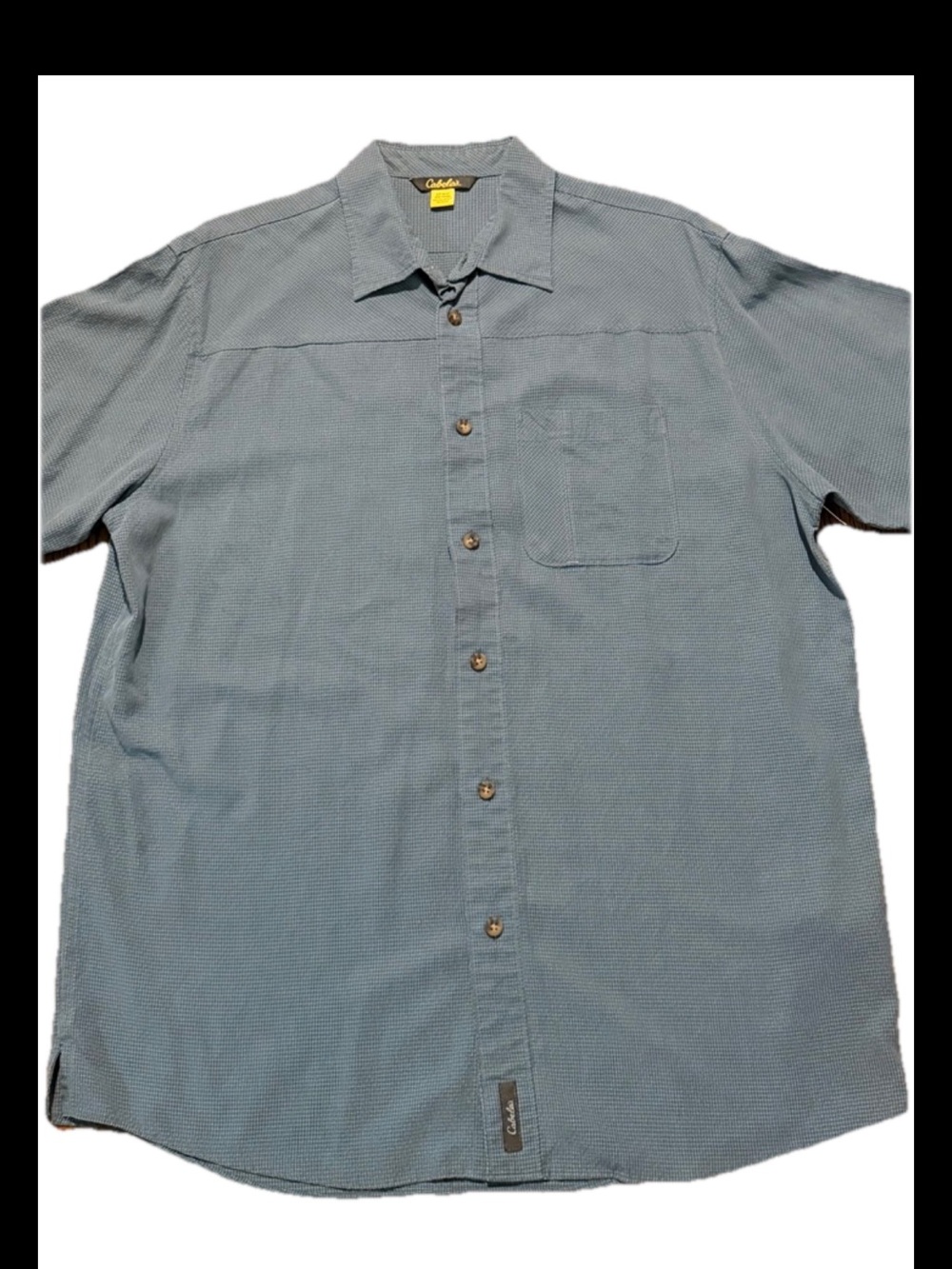 Cabela's Short-Sleeve Button-Down Shirt in Slate Blue large tall outdoor wear